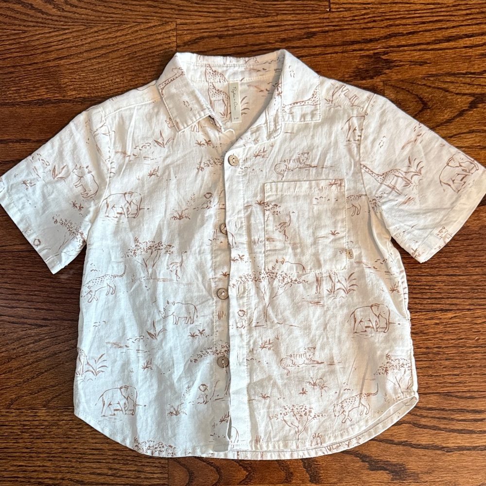 Rylee + Cru Cream Dinosaur Button Down Shirt